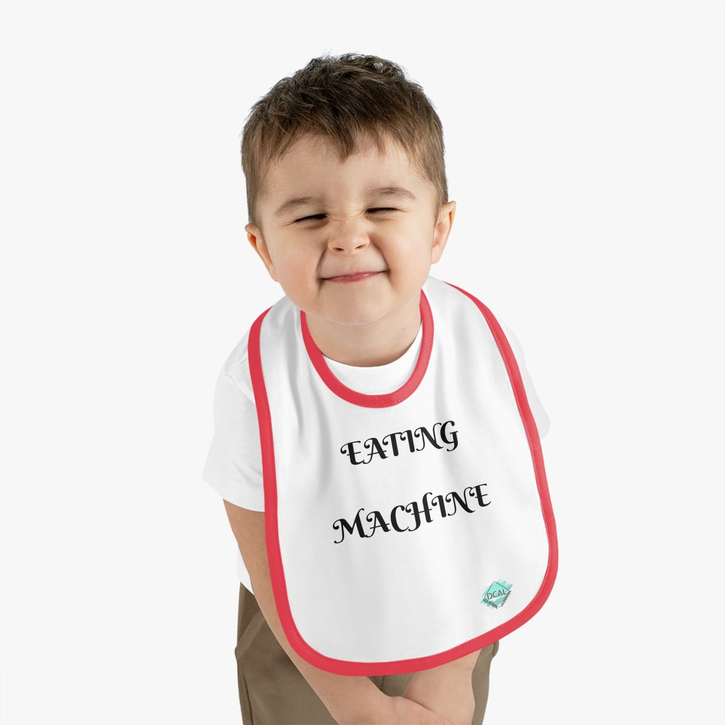 DCAL Baby Clothes "Eating Machine" Contrast Trim Jersey Bib