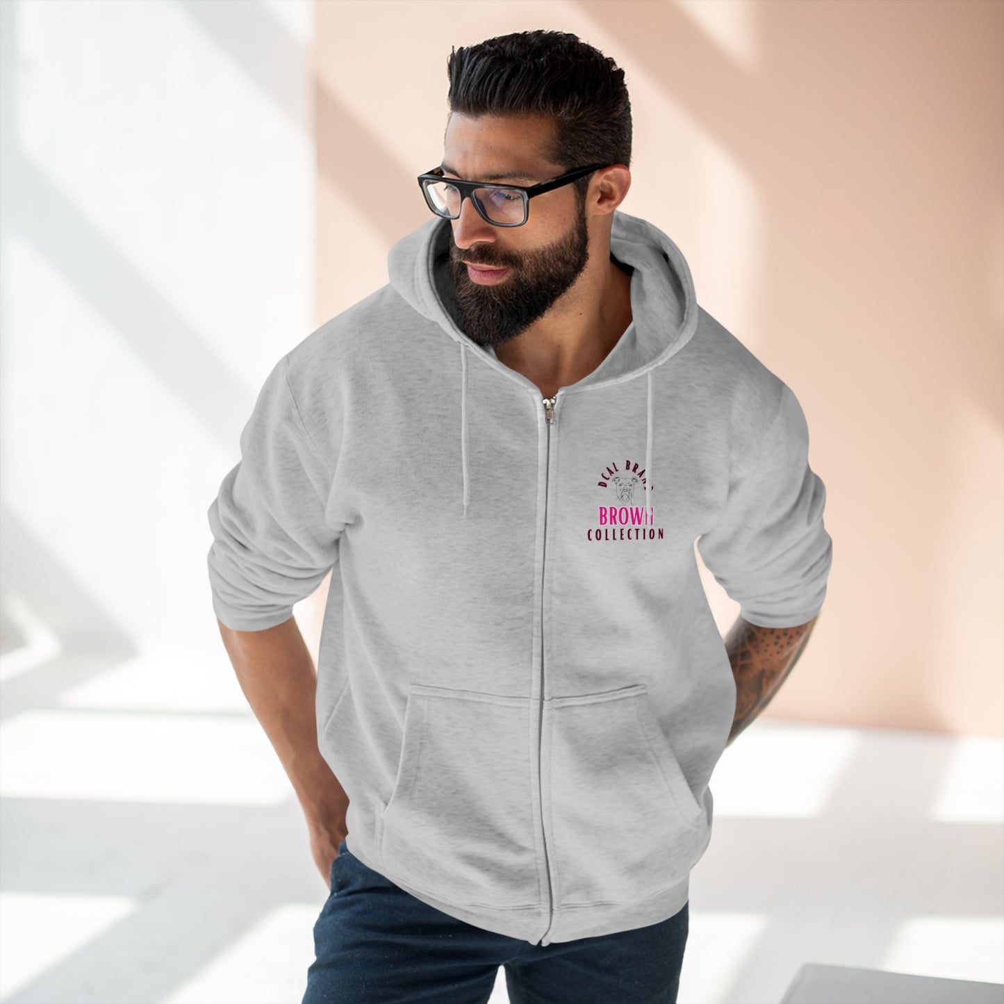 DCAL Brown Collection "Adore Brown" Unisex Premium Full Zip Hoodie