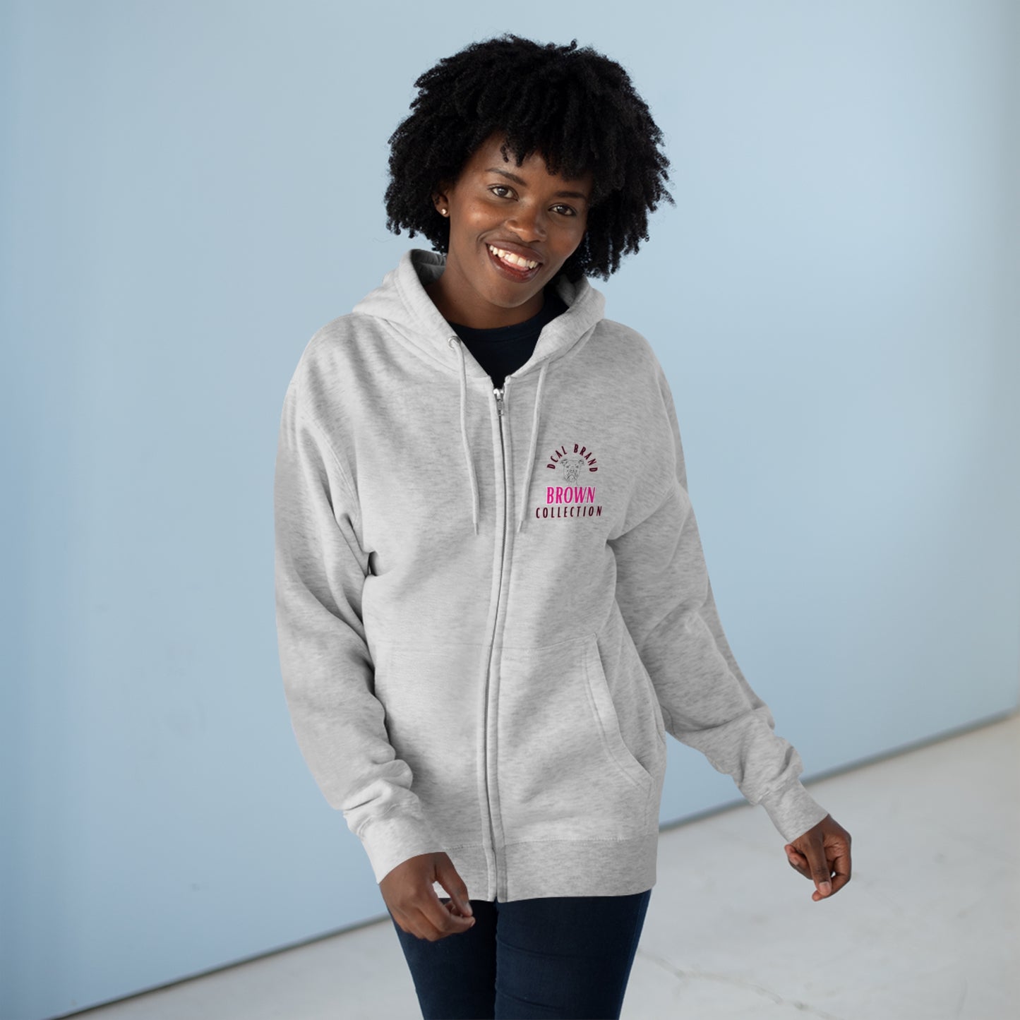 DCAL Brown Collection "Adore Brown" Unisex Premium Full Zip Hoodie