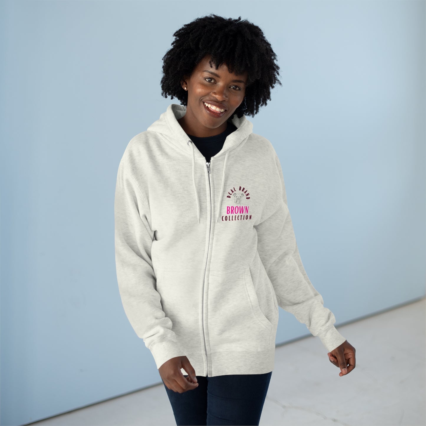 DCAL Brown Collection "Adore Brown" Unisex Premium Full Zip Hoodie