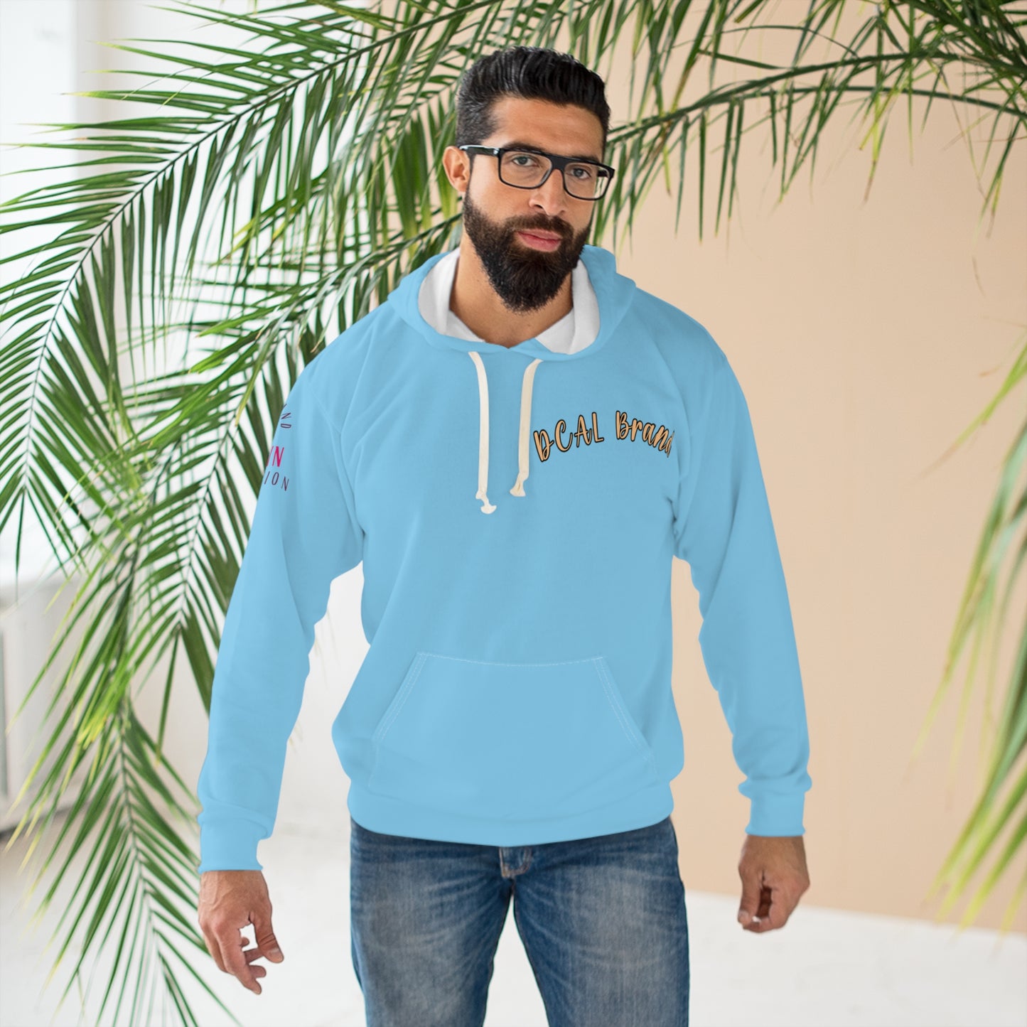 DCAL Brown Collection "Baby Blue and Peach" Unisex Pullover Hoodie