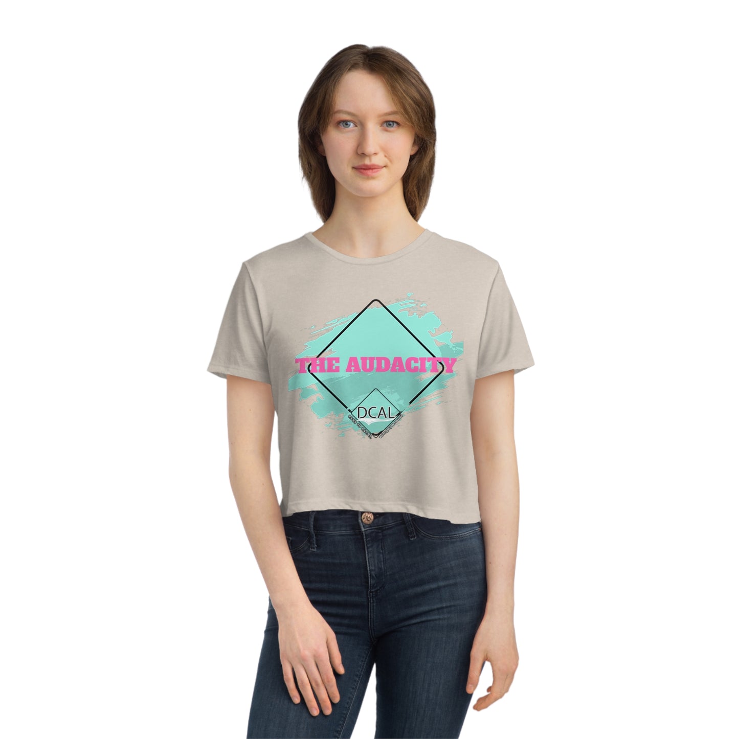 DCAL Graphic Tees "The Audacity" Women's Flowy Cropped Tee
