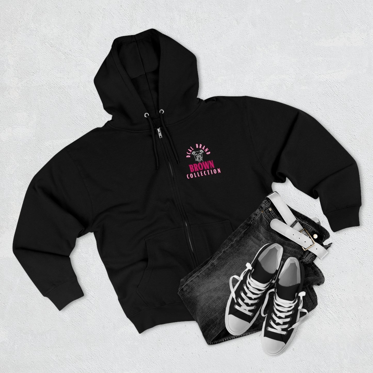 DCAL Brown Collection "Adore Brown" Unisex Premium Full Zip Hoodie