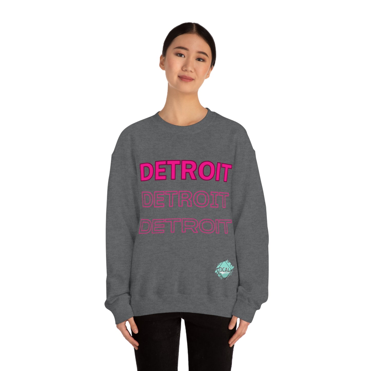 DCAL Downtown Diaries "Pink Detroit" Unisex Heavy Blend™ Crewneck Sweatshirt