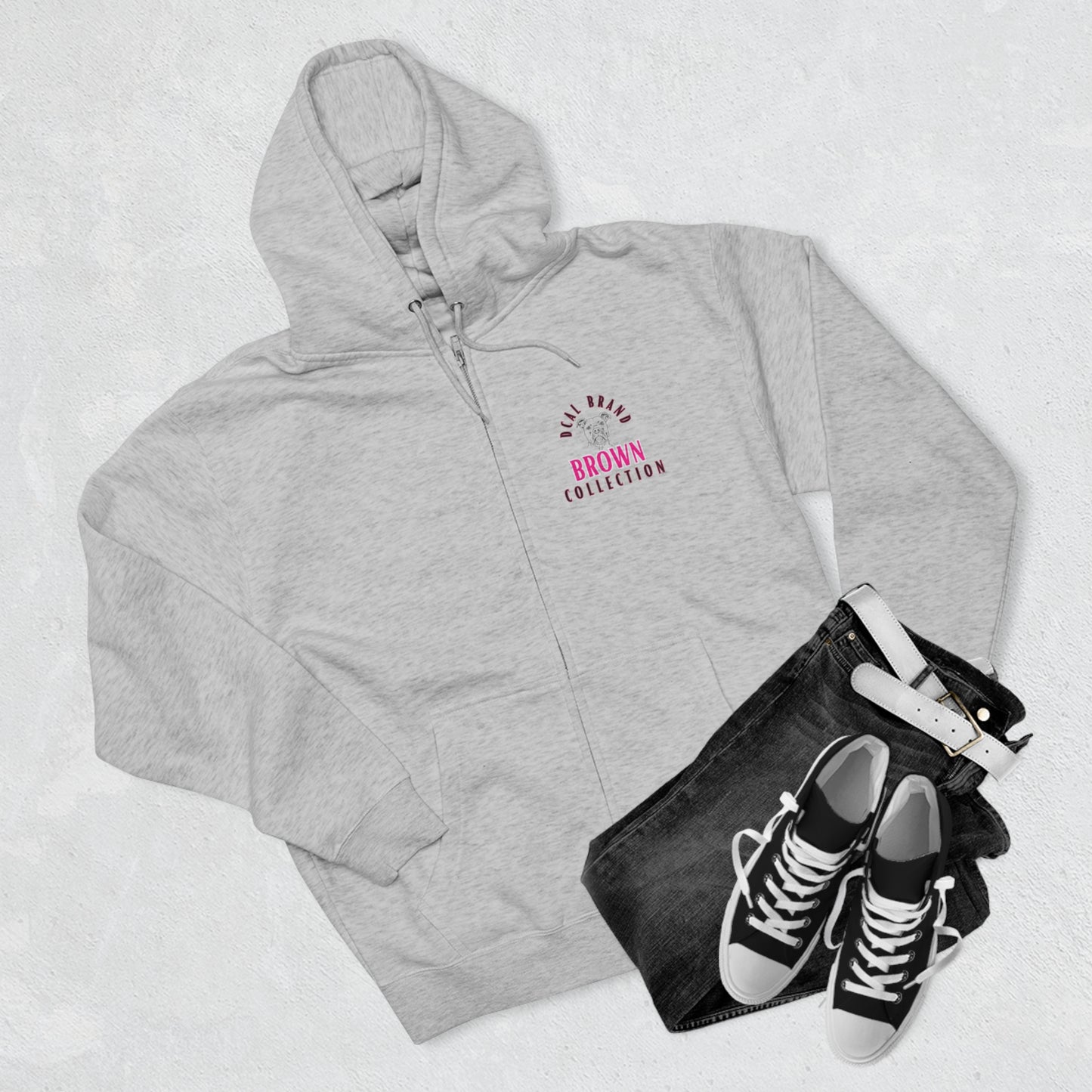 DCAL Brown Collection "Adore Brown" Unisex Premium Full Zip Hoodie