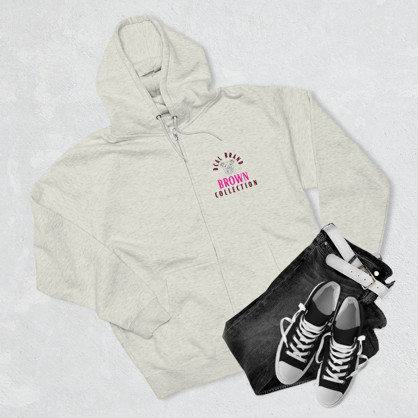 DCAL Brown Collection "Adore Brown" Unisex Premium Full Zip Hoodie