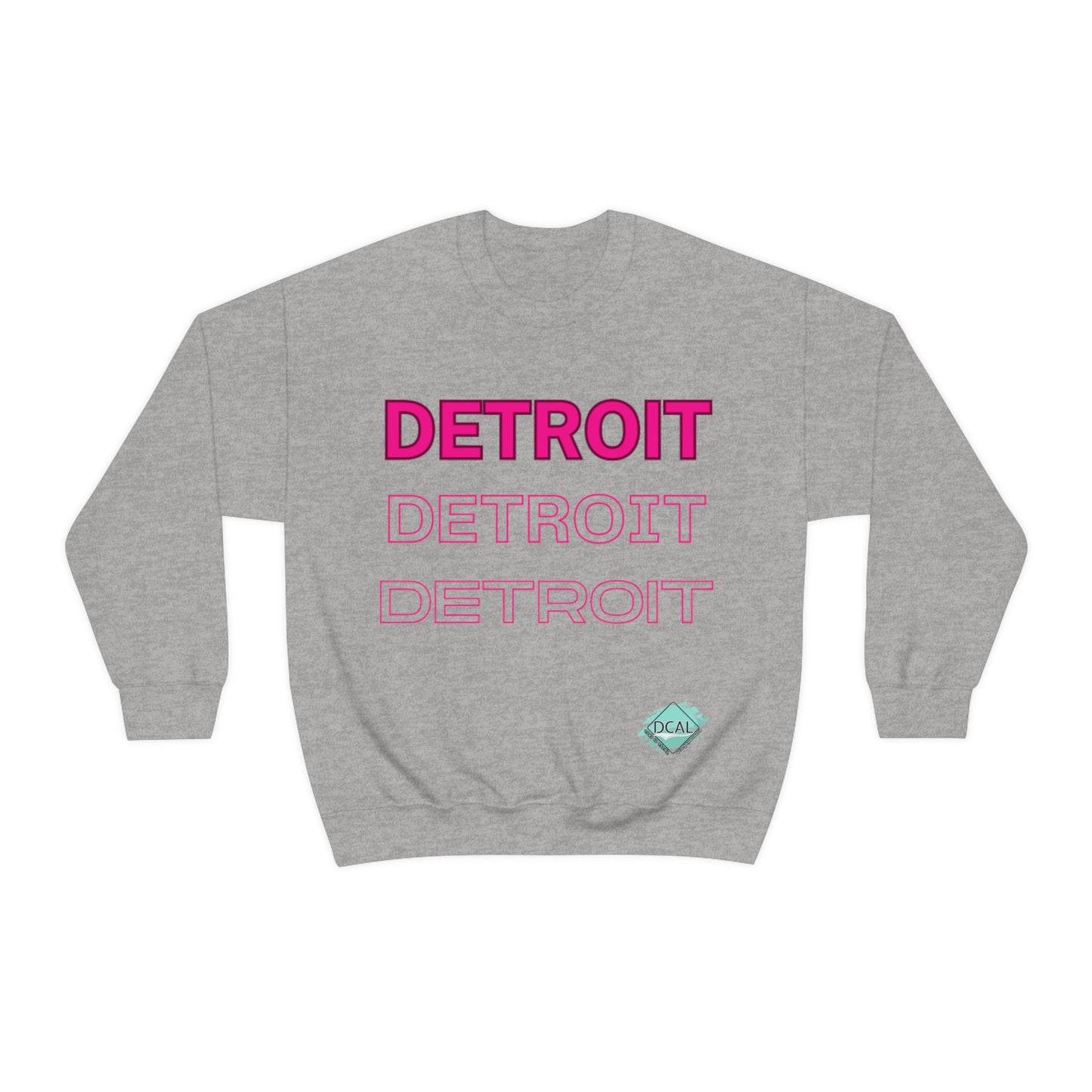 DCAL Downtown Diaries "Pink Detroit" Unisex Heavy Blend™ Crewneck Sweatshirt