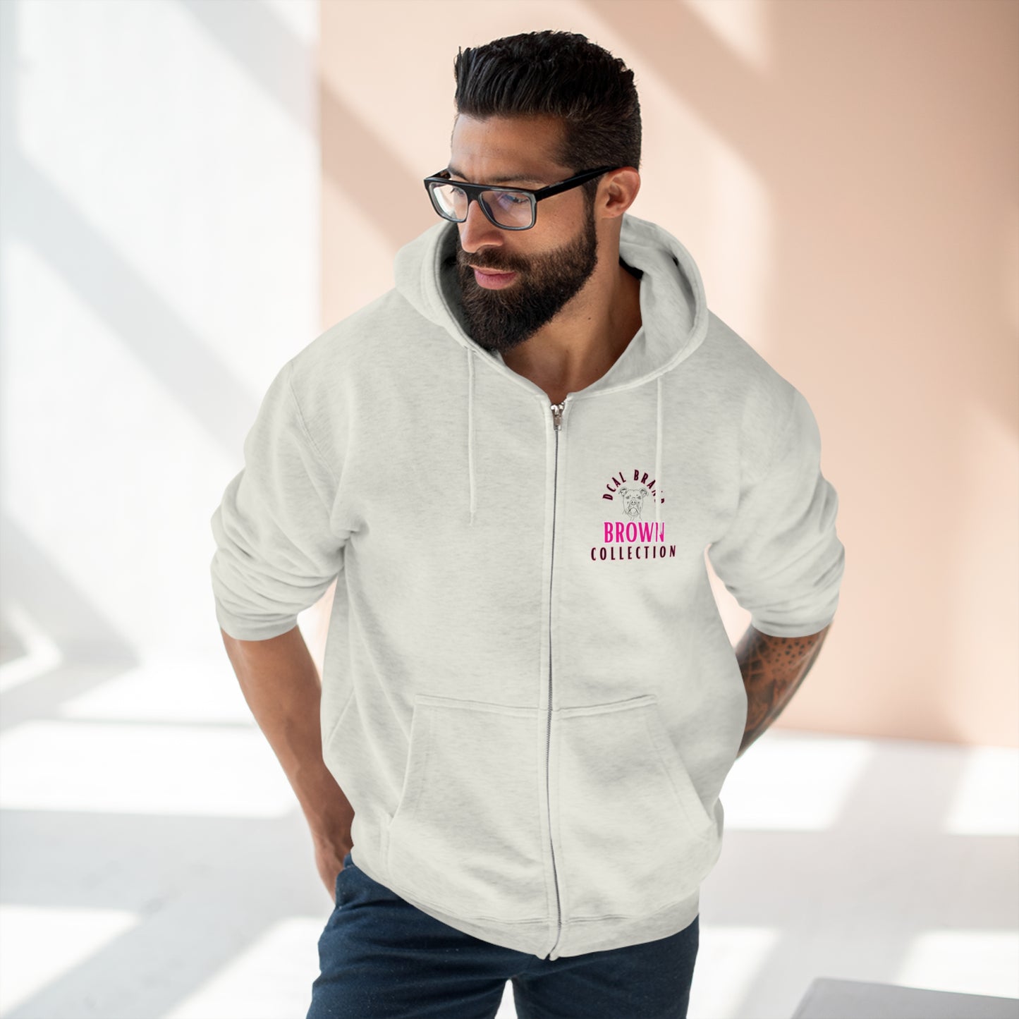 DCAL Brown Collection "Adore Brown" Unisex Premium Full Zip Hoodie