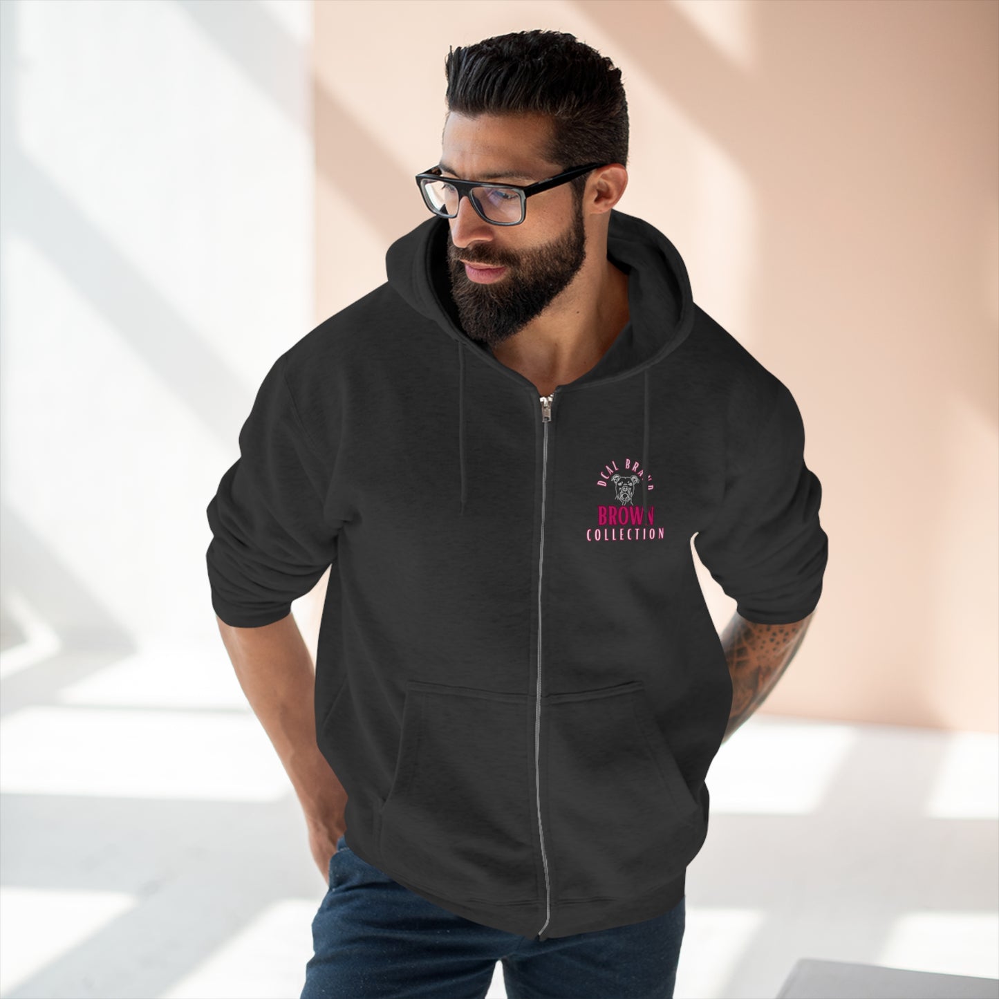 DCAL Brown Collection "Adore Brown" Unisex Premium Full Zip Hoodie