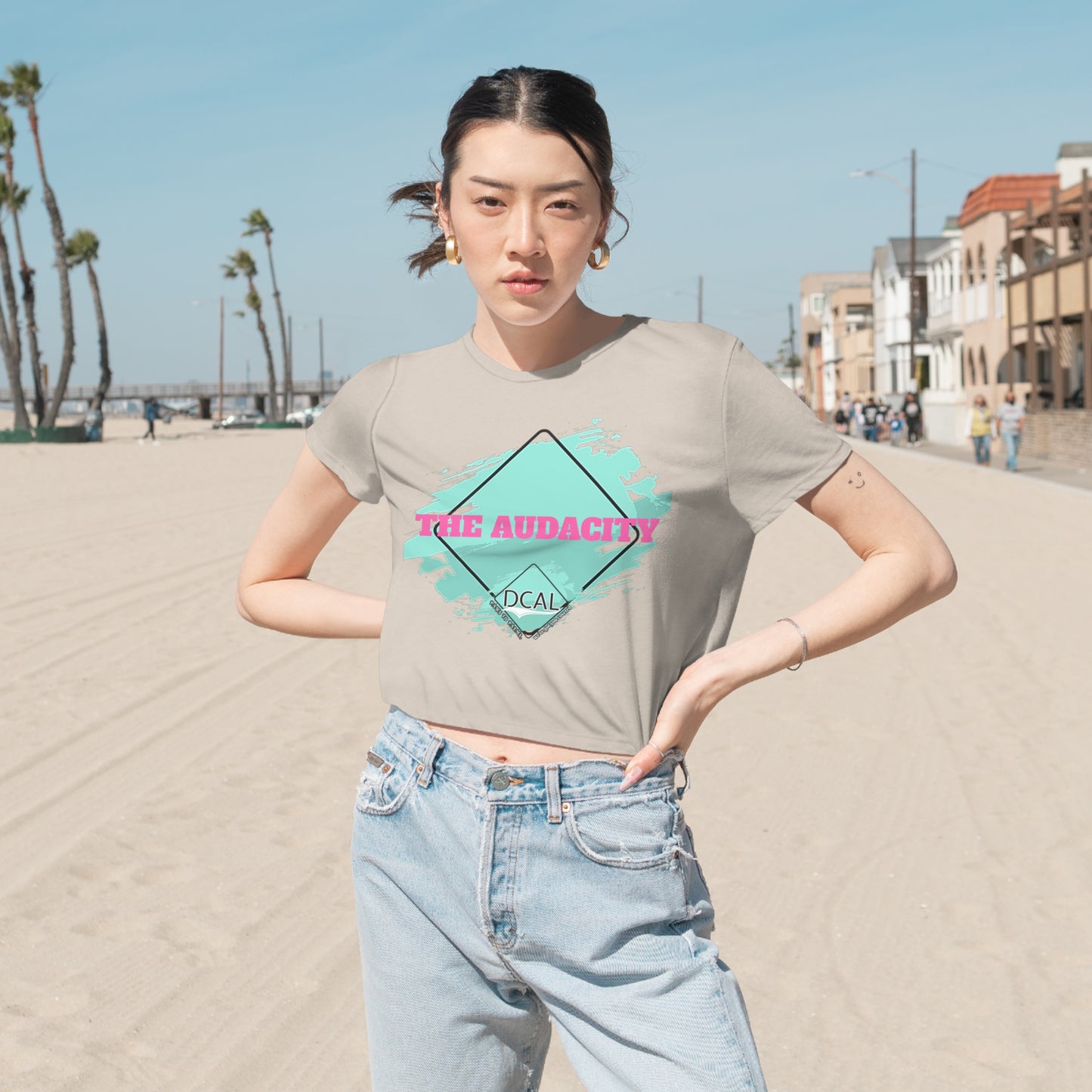 DCAL Graphic Tees "The Audacity" Women's Flowy Cropped Tee