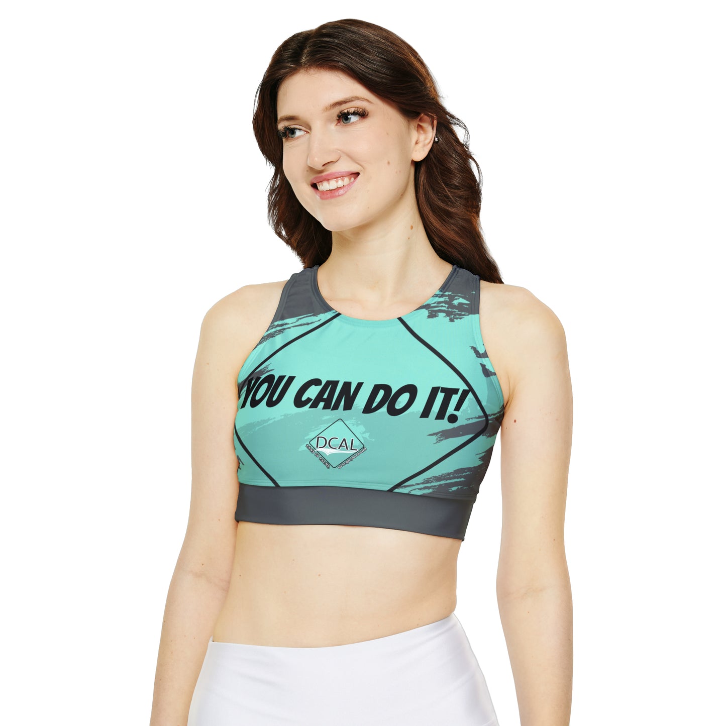 DCAL Athletic Elegance "You Can Do It" Fully Lined, Padded Sports Bra