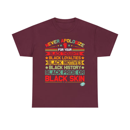 DCAL Juneteenth "Never Apologize" Unisex Heavy Cotton Tee