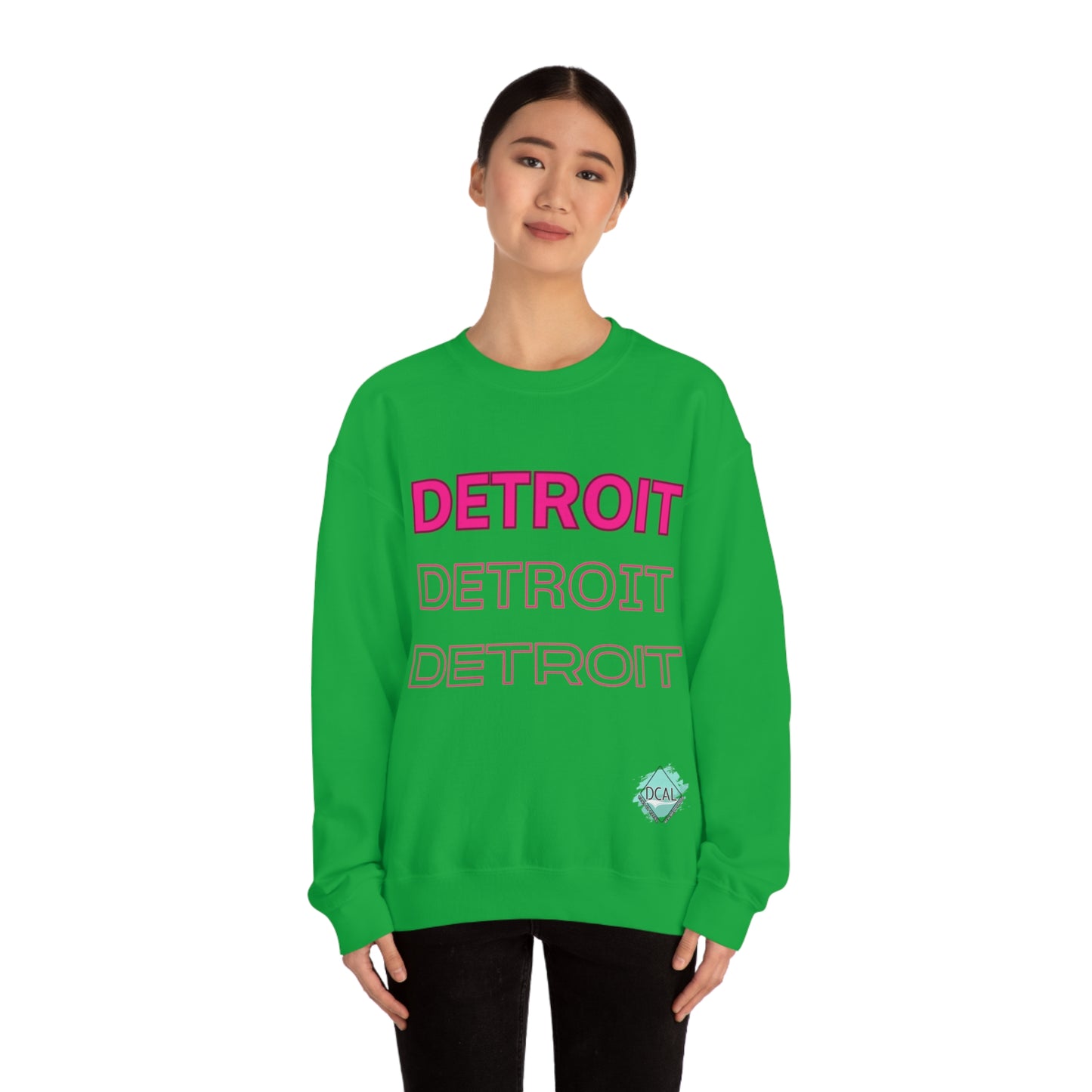 DCAL Downtown Diaries "Pink Detroit" Unisex Heavy Blend™ Crewneck Sweatshirt