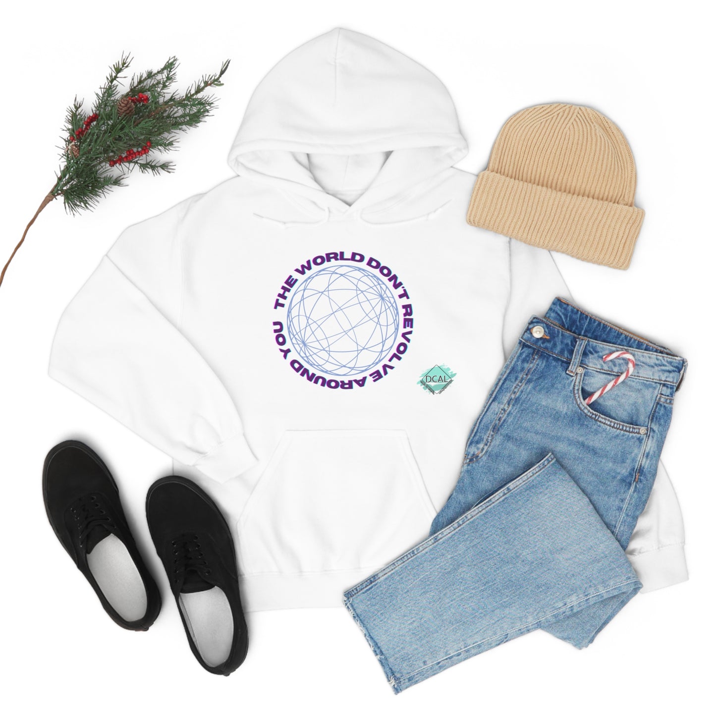 DCAL Graphic Tees "The World Don't Revolve Around you" Unisex Heavy Blend™ Hooded Sweatshirt