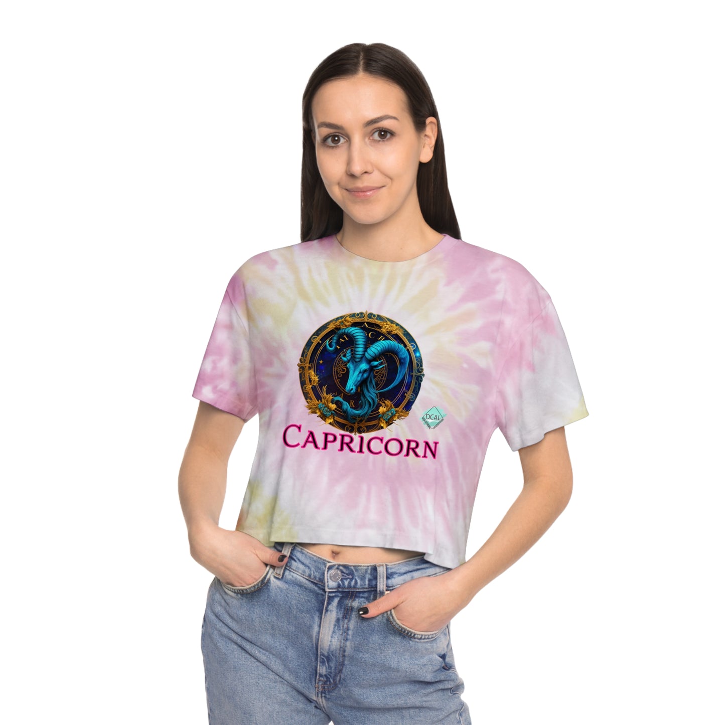 DCAL Zodiac Collection "Capricorn" Women's Tie-Dye Crop Tee