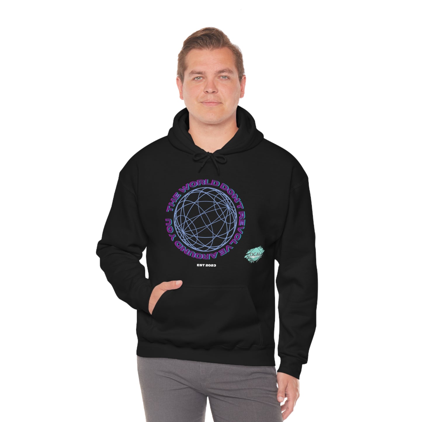 DCAL Graphic Tees "The World Don't Revolve Around you" Unisex Heavy Blend™ Hooded Sweatshirt